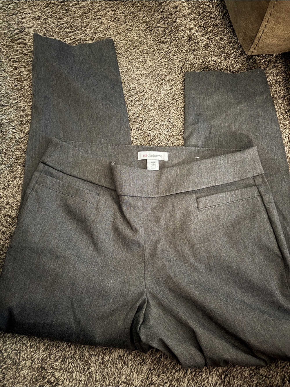 Liz Claiborne Charcoal Gray Straight-Leg Dress Pants